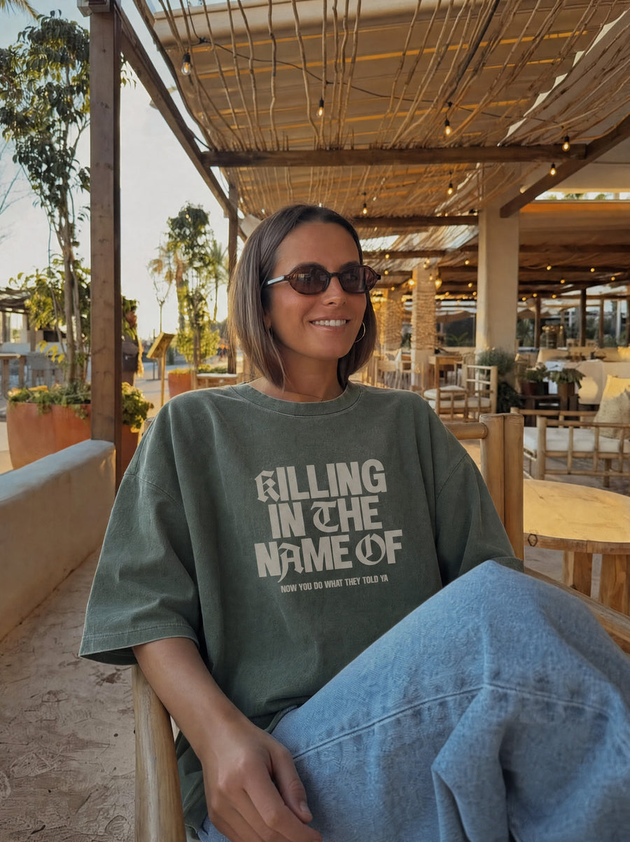 Remera Rage against the machine Oversize | Verde Stone-Wash | 4