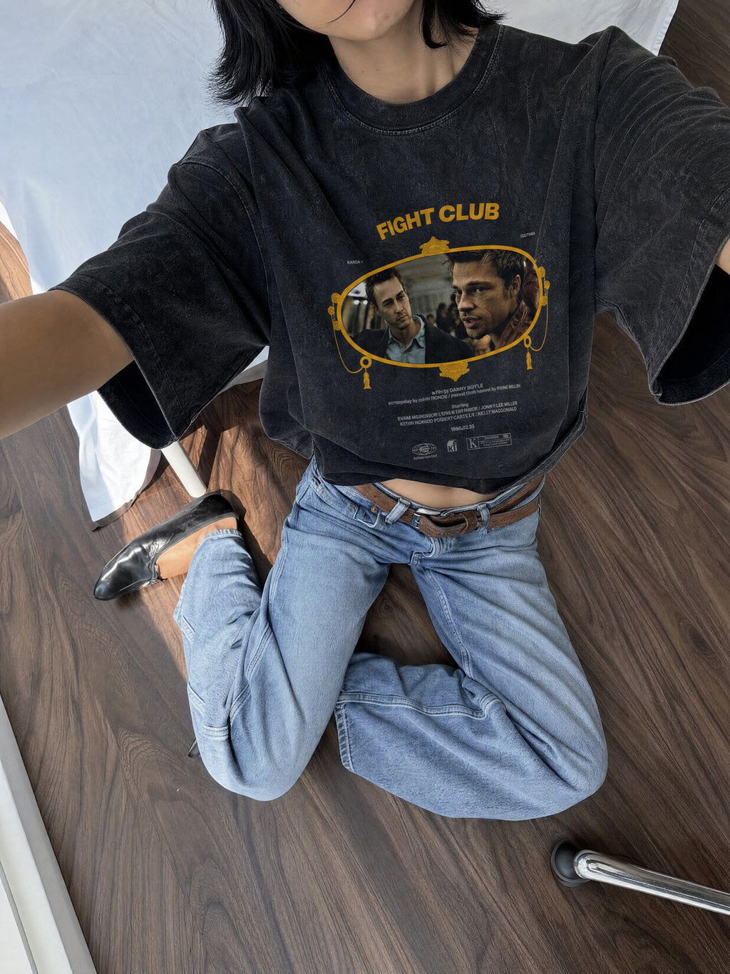 Remera Fight Club Oversize | Negro Stone Wash | 4