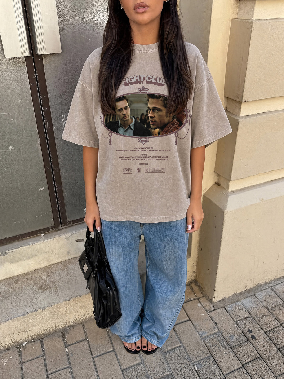 Remera Fight Club Oversize | Marrón Stone-Wash | 1